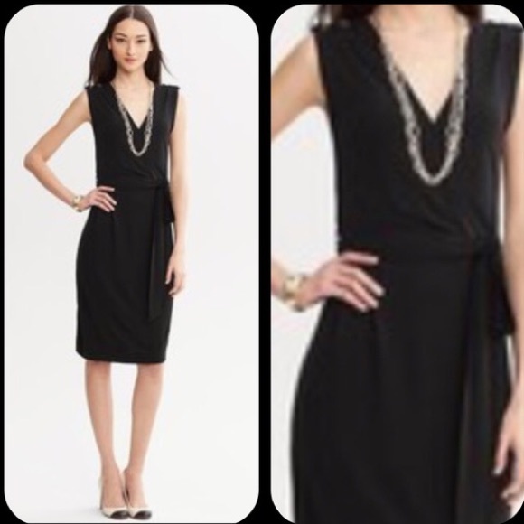 Banana Republic Dresses & Skirts - Banana Republic Black Faux Wrap Dress XS